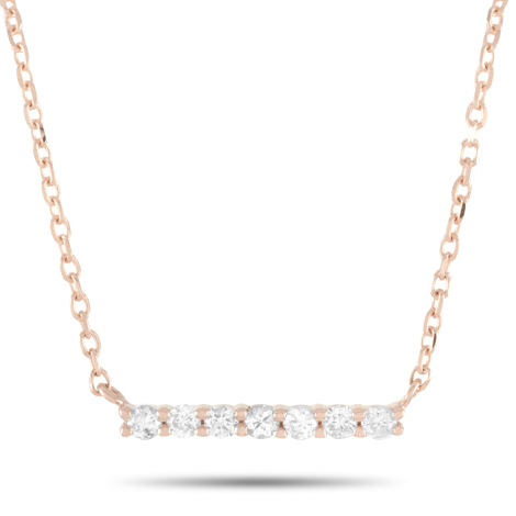 LB Exclusive 14K Rose Gold 0.10ct Diamond Bar Necklace