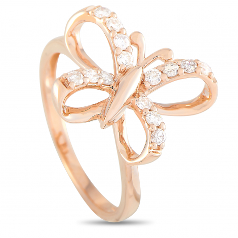 LB Exclusive 14K Rose Gold 0.30 ct Diamond Butterfly Ring