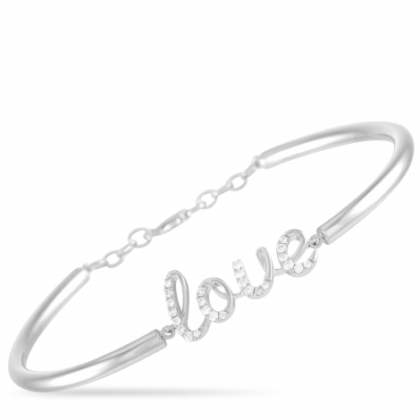 LB Exclusive 14K White Gold 0.25 ct Diamond Love Bracelet