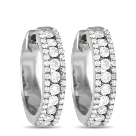 LB Exclusive 14K White Gold 0.50ct Diamond Hoop Earrings