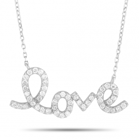 LB Exclusive 14K White Gold 0.26 ct Diamond Love Pendant Necklace