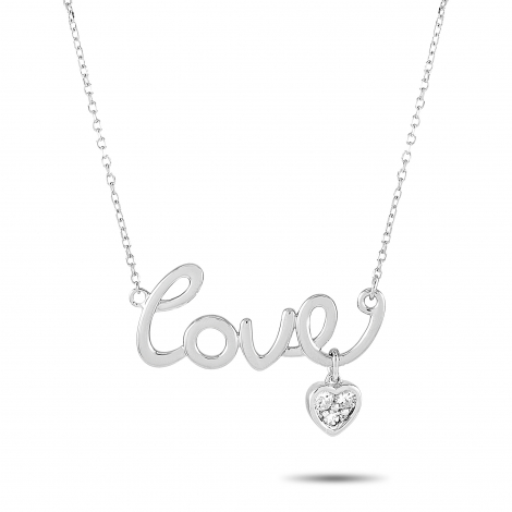 LB Exclusive 14K White Gold 0.10 ct Diamond Love Pendant Necklace