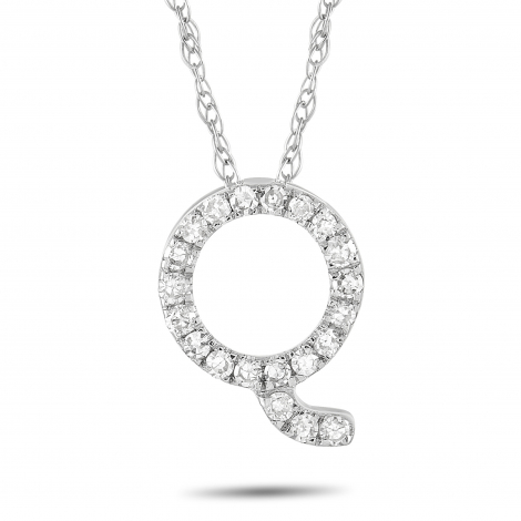 LB Exclusive 14K White Gold 0.10 ct Diamond Initial ‘Q’ Necklace