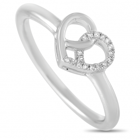 LB Exclusive  LB Exclusive 14K White Gold 0.05 ct Diamond Intertwined Heart Ring