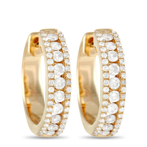 LB Exclusive 14K Yellow Gold 0.50ct Diamond Hoop Earrings