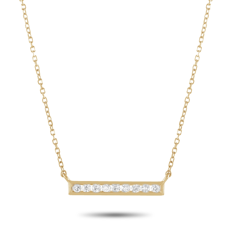 LB Exclusive 14K Yellow Gold 0.10ct Diamond Bar Necklace