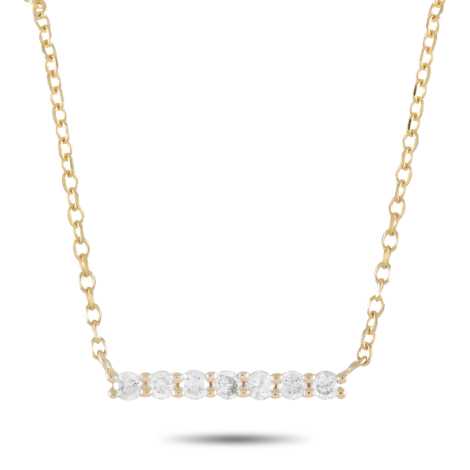 LB Exclusive 14K Yellow Gold 0.10ct Diamond Bar Necklace