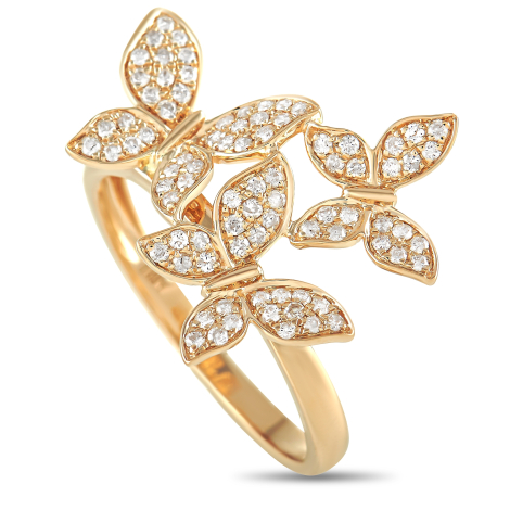 LB Exclusive 14K Yellow Gold 0.30ct Diamond Butterfly Ring