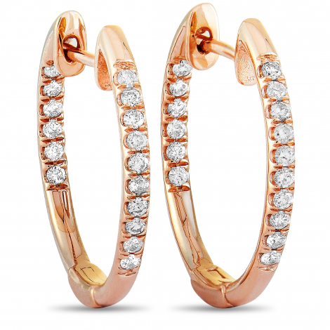 LB Exclusive 14K Rose Gold 0.25 ct Diamond Pave Hoop Earrings