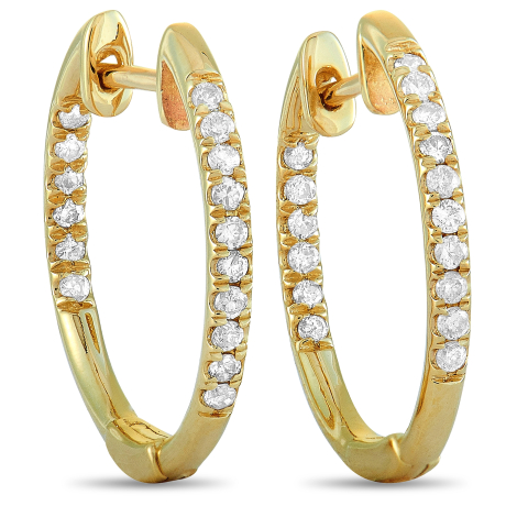 LB Exclusive 14K Yellow Gold 0.25ct Diamond Hoop Earrings