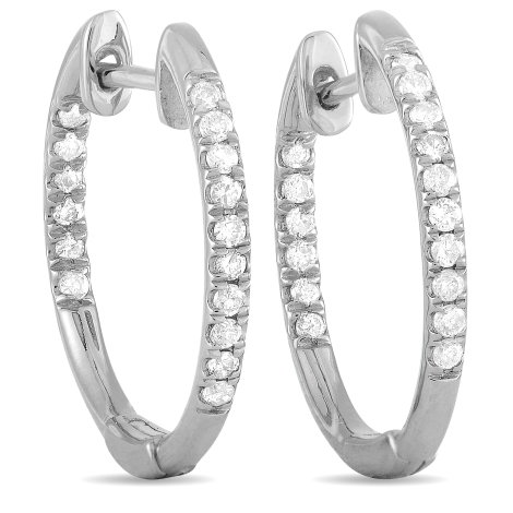 LB Exclusive 14K Yellow Gold 0.25ct Diamond Inside-Out Hoop Earrings