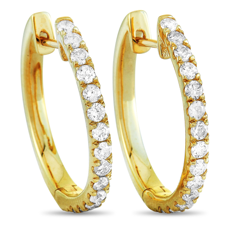 LB Exclusive 14K Yellow Gold 0.50ct Diamond Hoop Earrings