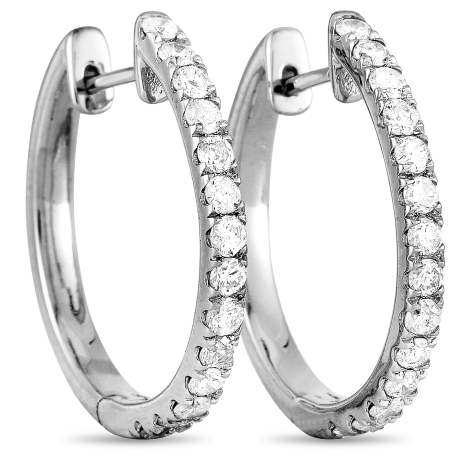 LB Exclusive 14K White Gold 0.50ct Diamond Hoop Earrings