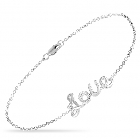 LB Exclusive 14K White Gold 0.10 ct Diamond Love Bracelet