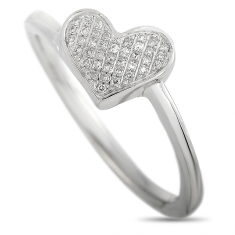 LB Exclusive 14K White Gold 0.09 ct Diamond Heart Ring