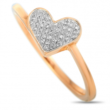 LB Exclusive 14K Rose Gold 0.09 ct Diamond Heart Ring