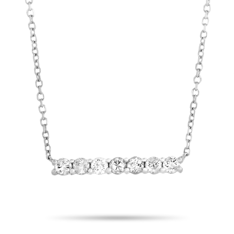 LB Exclusive 14K White Gold 0.25ct Diamond Bar Necklace