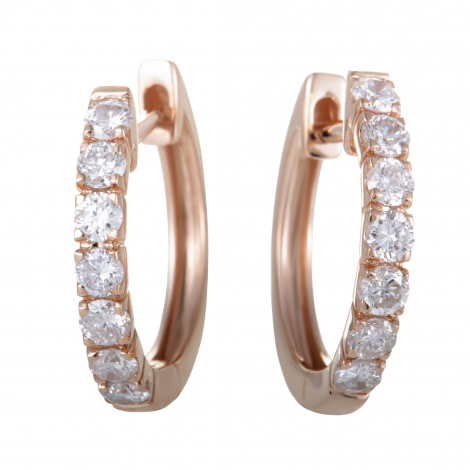 ~.75ct Small 14K Rose Gold Diamond Hoop Earrings 