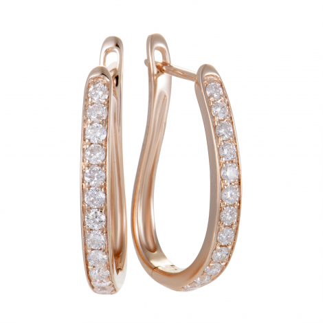 ~.75ct 14K Rose Gold Diamond Oval Hoop Earrings