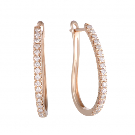 ~.50ct 14K Rose Gold Diamond Oval Hoop Earrings 