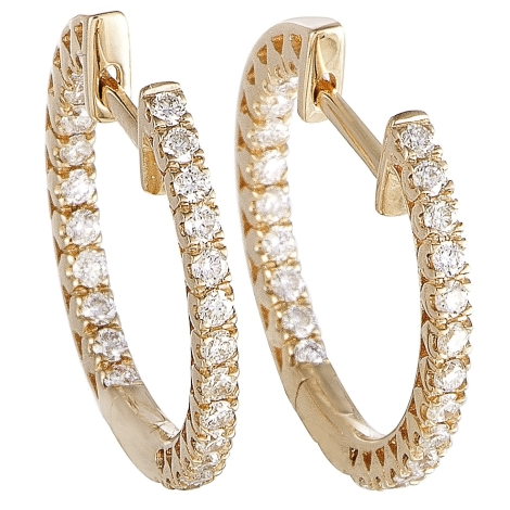 LB Exclusive 14K Yellow Gold 0.66ct Diamond Inside-Out Hoop Earrings