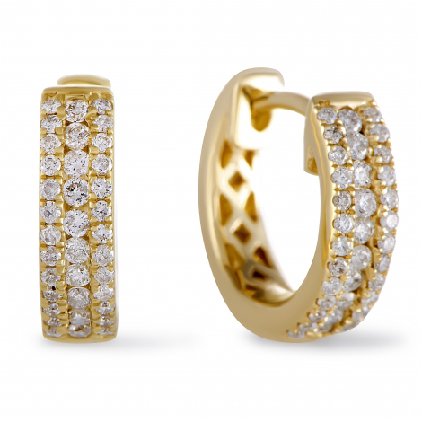 LB Exclusive 14K Yellow Gold 0.35 ct Diamond Small Hoop Huggies Earrings