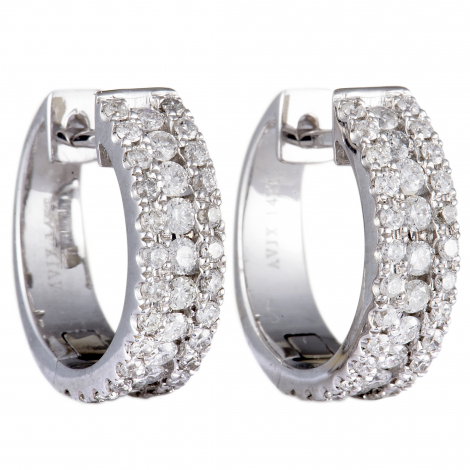 LB Exclusive 14K White Gold 1.00 ct Diamond Hoop Earrings