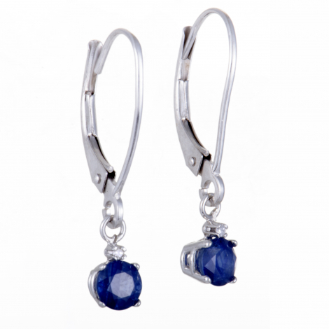 LB Exclusive 14K White Gold .02 ct Diamond & Sapphire Dangle Earrings