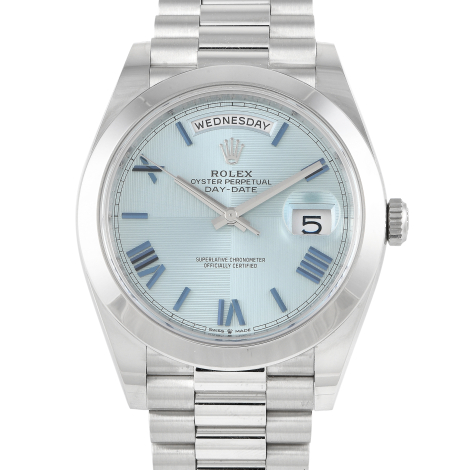 Rolex Day-Date 40 Platinum Ice Blue Quadrant Dial Watch 228206