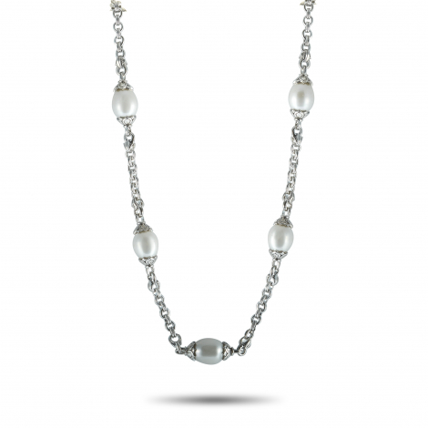 Scott Kay Sterling Silver and Pearl Chain Necklace