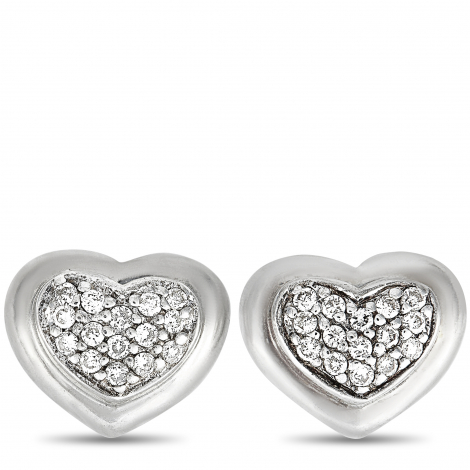 Scott Kay Sterling Silver Diamond Heart Stud Earrings