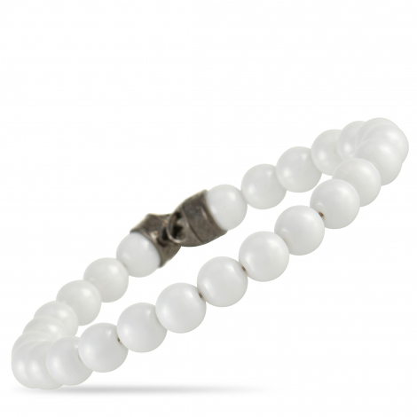 Stephen Webster England Made Me Silver and Black Rhodium White Ceramic Beaded Bracelet (No Clasp)