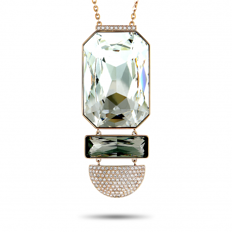 Swarovski Stainless Steel Rose Gold-Plated and Crystal Pendant Long Chain Necklace