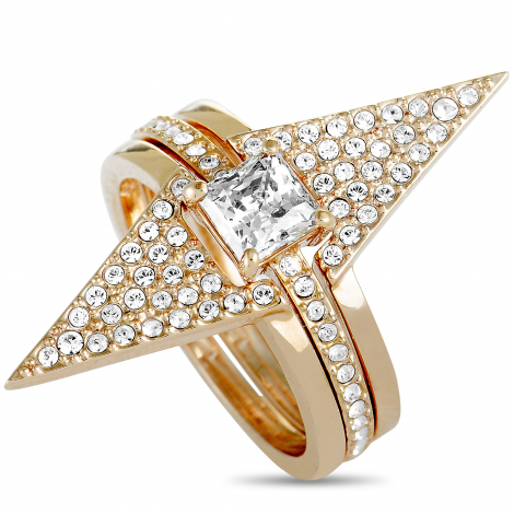 Swarovski Funk Rose Gold-Plated and Crystal Three Ring Set