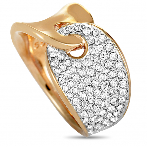 Swarovski Guardian Stainless Steel Rose Gold-Plated and Crystal Interlocking Band Ring