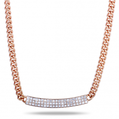 Swarovski Vio Crystals Pave Pendant Rose Gold Plated Chain Necklace