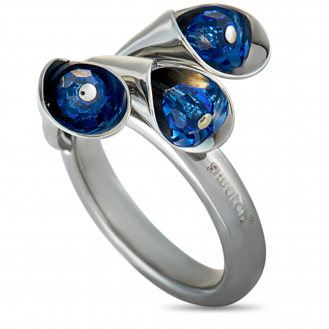 Swatch Sky Finery Stainless Steel and Blue Crystal Ring