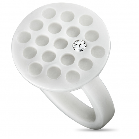 Swatch Moon Illusion Stainless Steel White Ceramic Crystal Ring