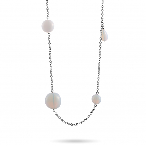 Swatch Glance on the Moon Stainless Steel and Synthetic Moonstone Necklace