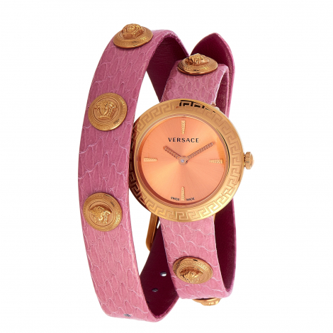 Versace Medusa Stud Icon Quartz Pink Leather Watch VERF00518