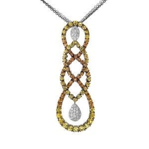 Salavetti 18K Whit Gold Sapphire and Diamond Necklace